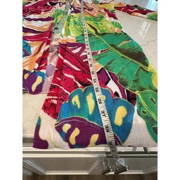 Chicos Top Duster Coverup Colorful Tropical Floral Print Resort Beach Large - Picture 9 of 9